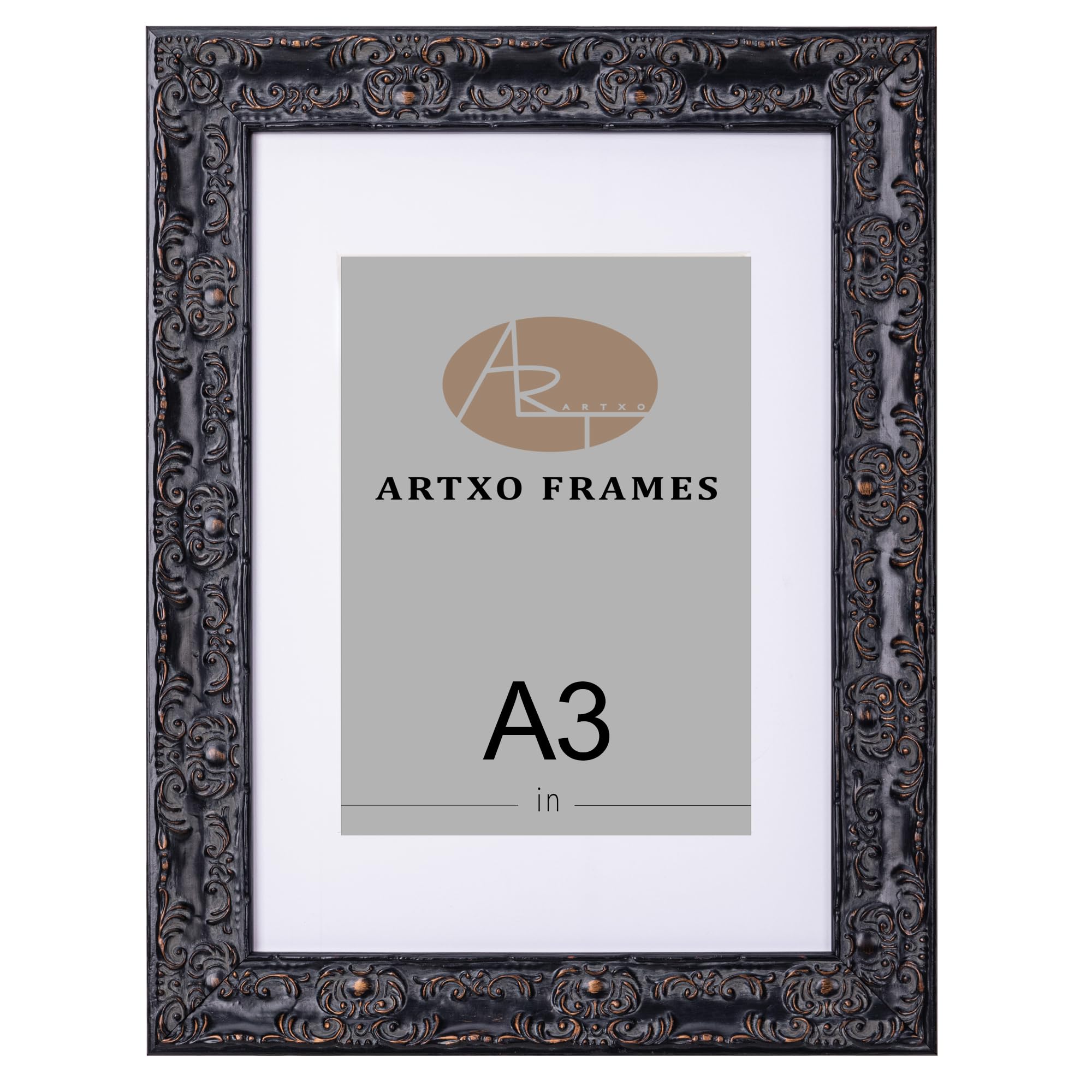 ArtXO A3 Rich Coffee Brown Wooden Picture Frame Without Mat - Shatter-Resistant Acrylic Glass, Dual Hanging Hooks for Wall Display - Versatile Horizontal/Vertical Orientation, Home & Office Decor