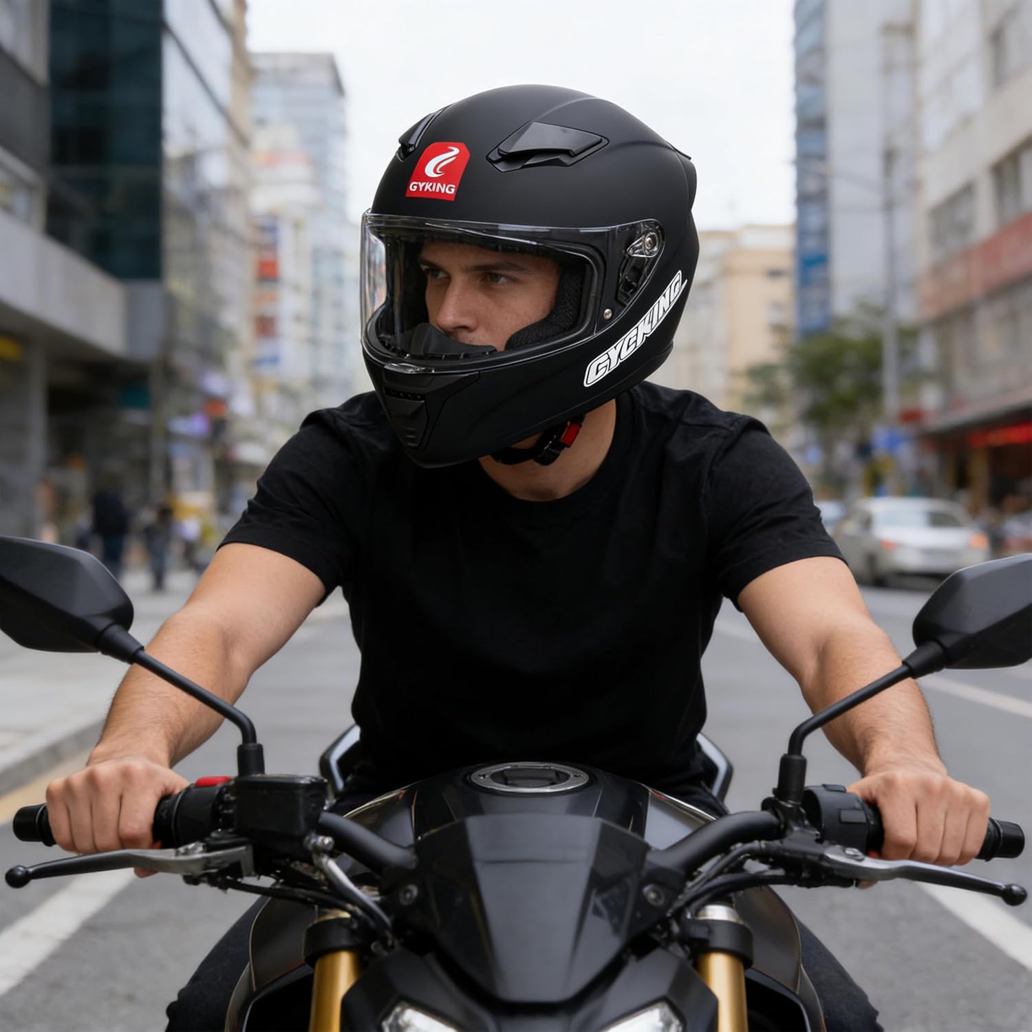 Full Face Motorcycle Helmet, DOT Approved Street Bike Helmet for Adults Men Women, ABS Shell with Visor, Removable Liner, Quick Release Buckle, Bluetooth-Ready Speaker Pockets, M-3XL