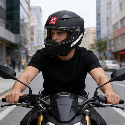 Miniatura 6 de CYCKING Motorcycle Helmet Full Face Modular Dot Men Womens Black White Adult Quick Release Buckle Retro Four Season Removable Washable