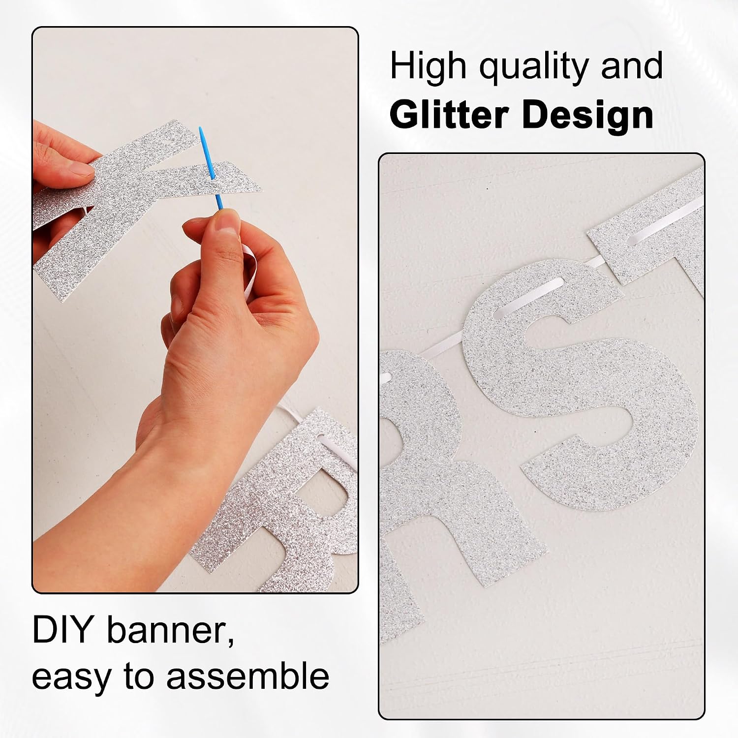 BEISHIDA Glitter Silver 116 PCS A-Z DIY Letter Custom Banner Party Decor image 3