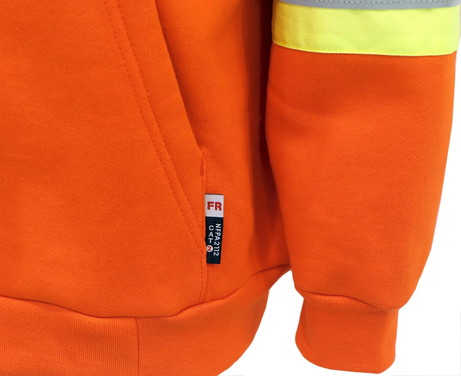 BOCOMAL FR Hoodies High Visibility 14oz Fleece Heavyweight Hi-vis Jackets Flame Resistant Reflective Hooded Sweatshirts - Image 6