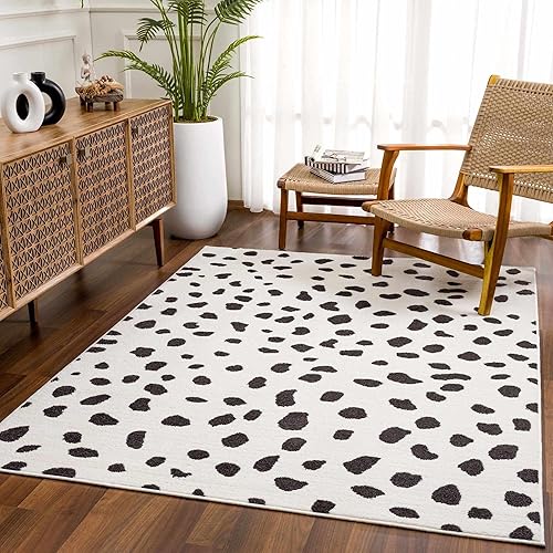 Hauteloom Tariffville - Alfombra con estampado de dálmatas para sala de estar, dormitorio, cuarto de bebé, estilo dálmata con estampado de animales,