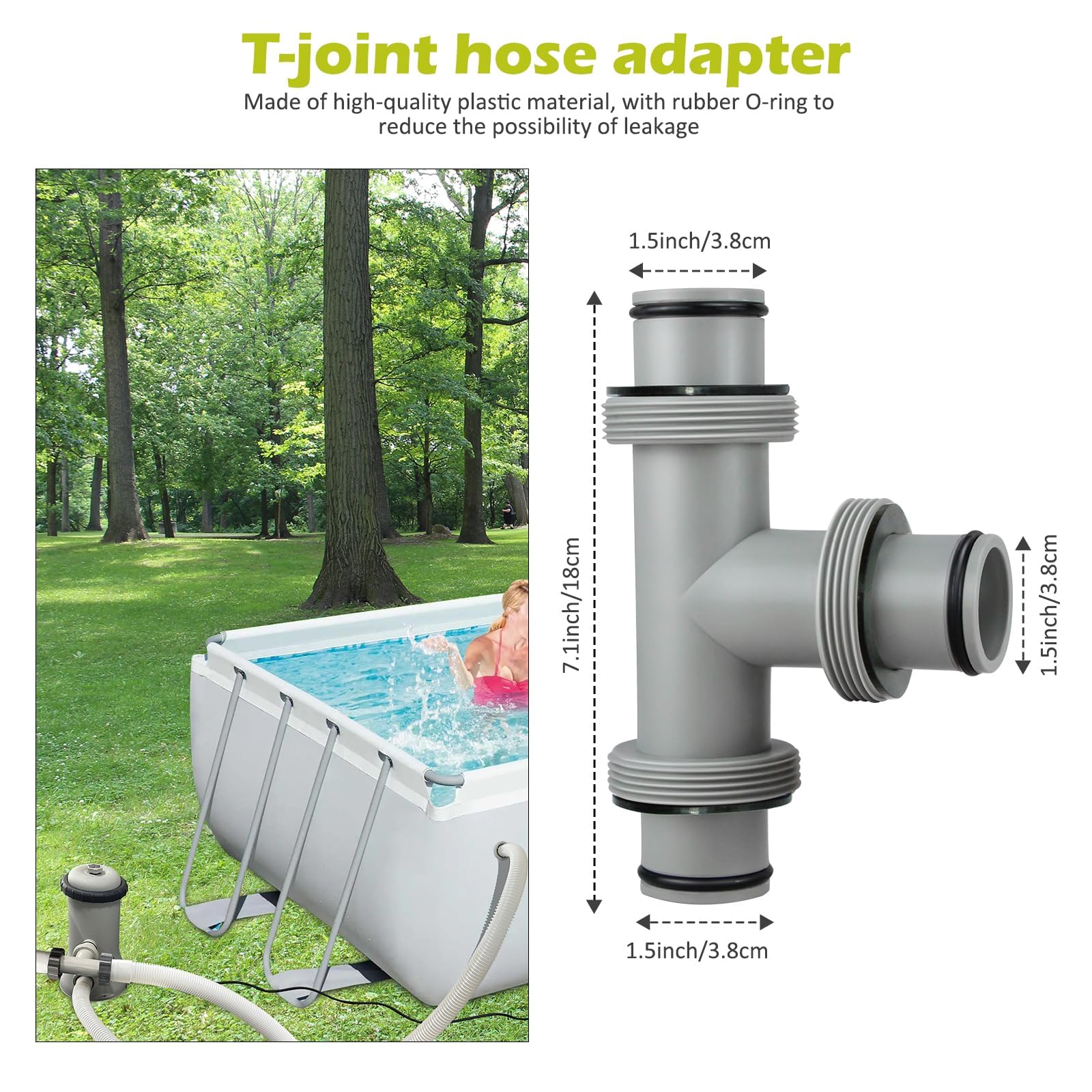 Adapter węża basenowego, trójnik basenowy 38 mm, złącze węża basenowego, akcesoria do basenów naziemnych (A)