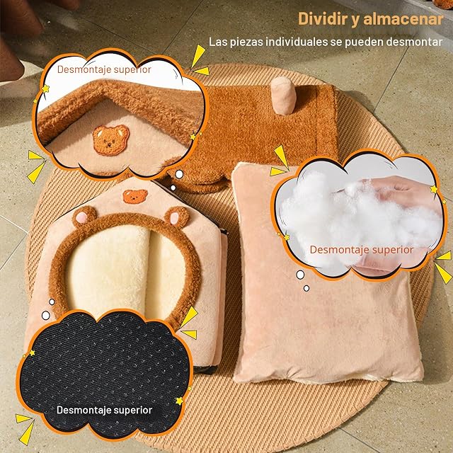 Foto 5 de 6 de PETCUTE Cama para Gatos de Interior,Cama De Cueva De Gatos