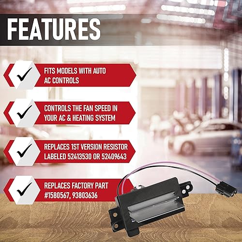 Vista 38 de Kit completo de resistencia de motor de ventilador HVAC con arnés – Reemplaza 15 81773, 89018778, 89019351, 1581773, 15-81773 Compatible con Chevy