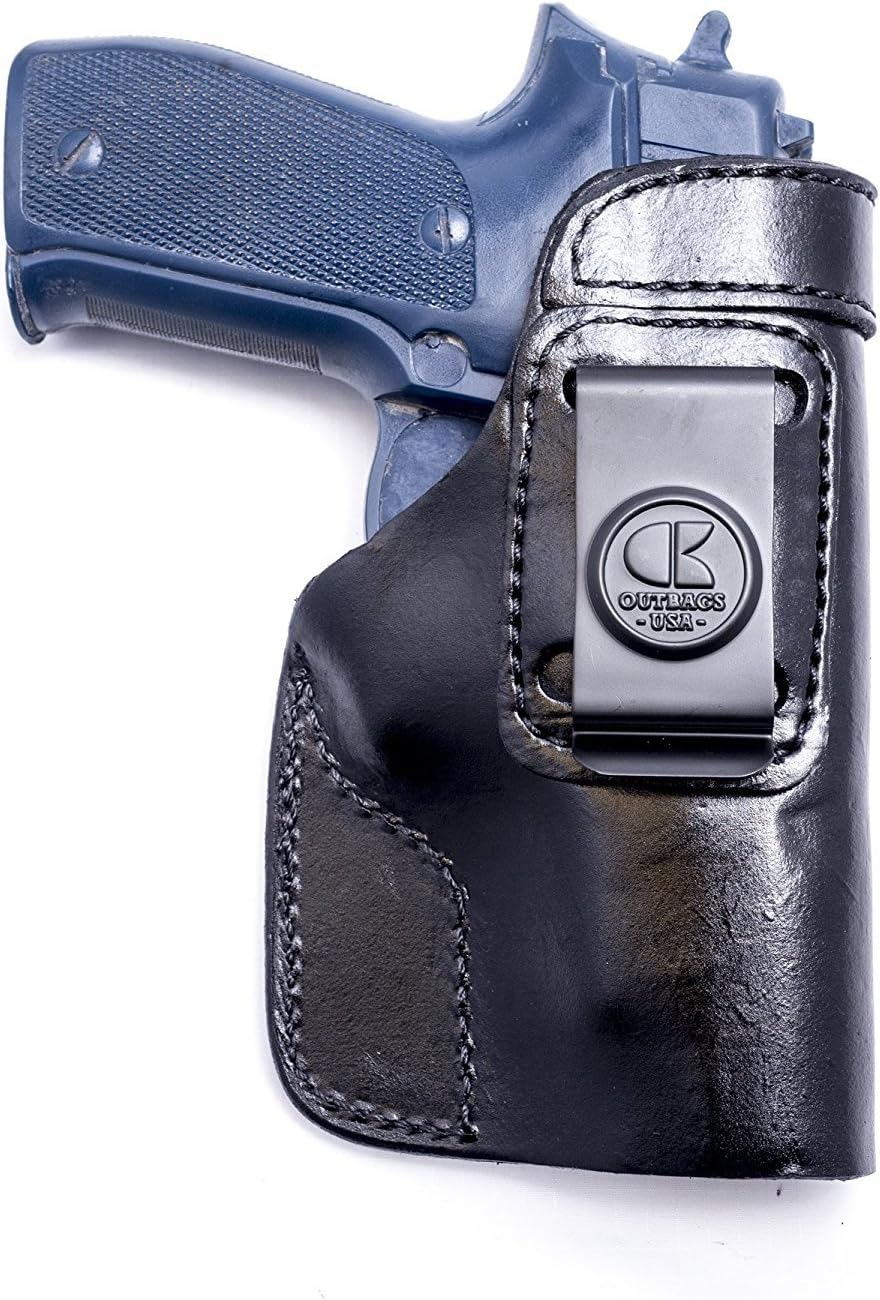 OUTBAGS USA LS1P226 (Black-Right) Full Grain Heavy Leather IWB Conceal Carry Gun Holster for Sig Sauer P226 9mm / .40 S&W / .357 SIG. Handcrafted in USA.