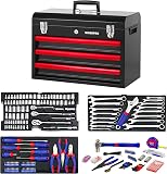 WORKPRO 408-Piece Mechanics Tool Set, Chrome Vanadium Forged Tools, 3-Drawer Heavy Duty Metal Box - 3