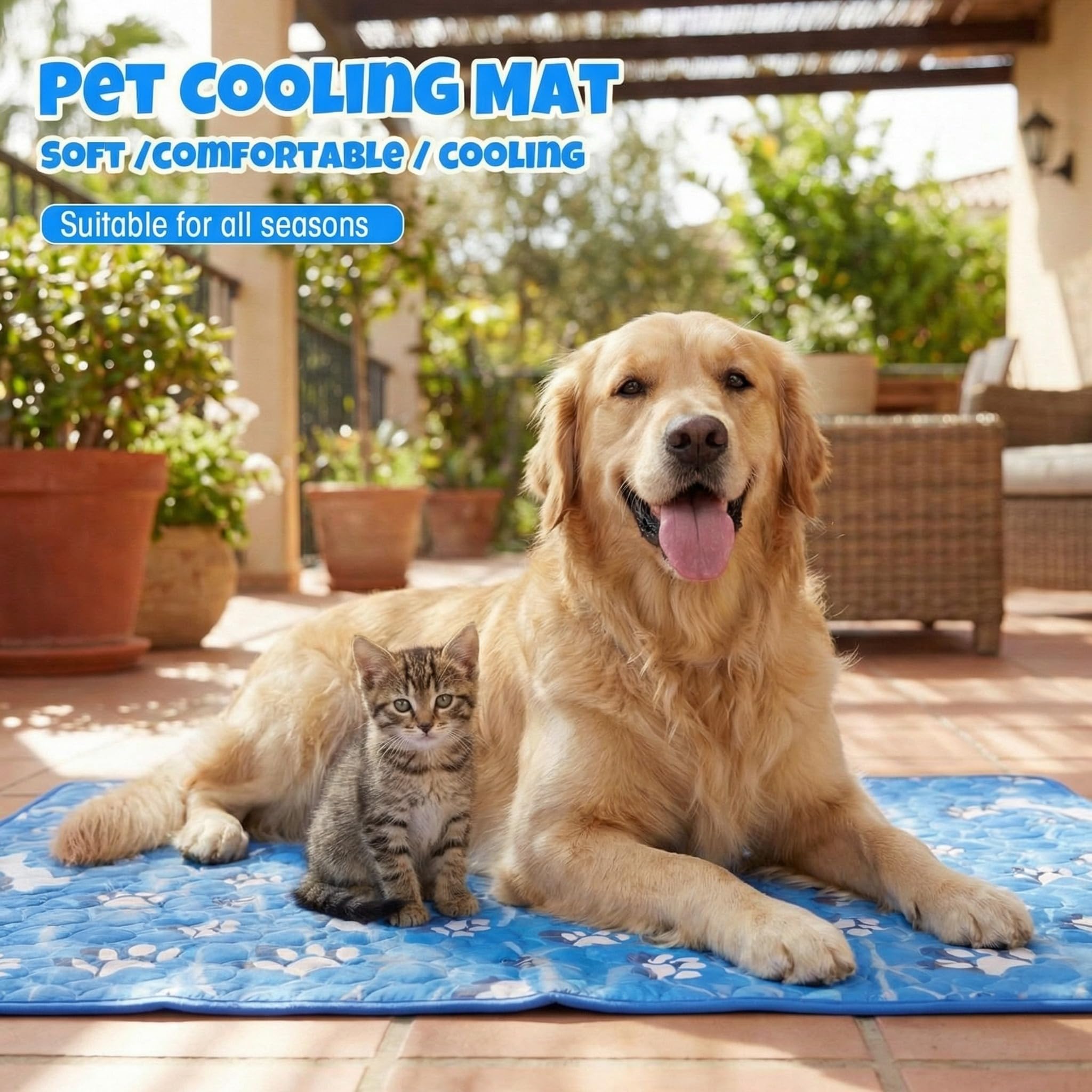 Sadnyy 4 alfombrillas de refrigeración extragrandes para perros de 44 x 32 pulgadas, para climas cálidos, ligeras, frescas al tacto, lavables y transpirables, para perreras, hogar en verano, no