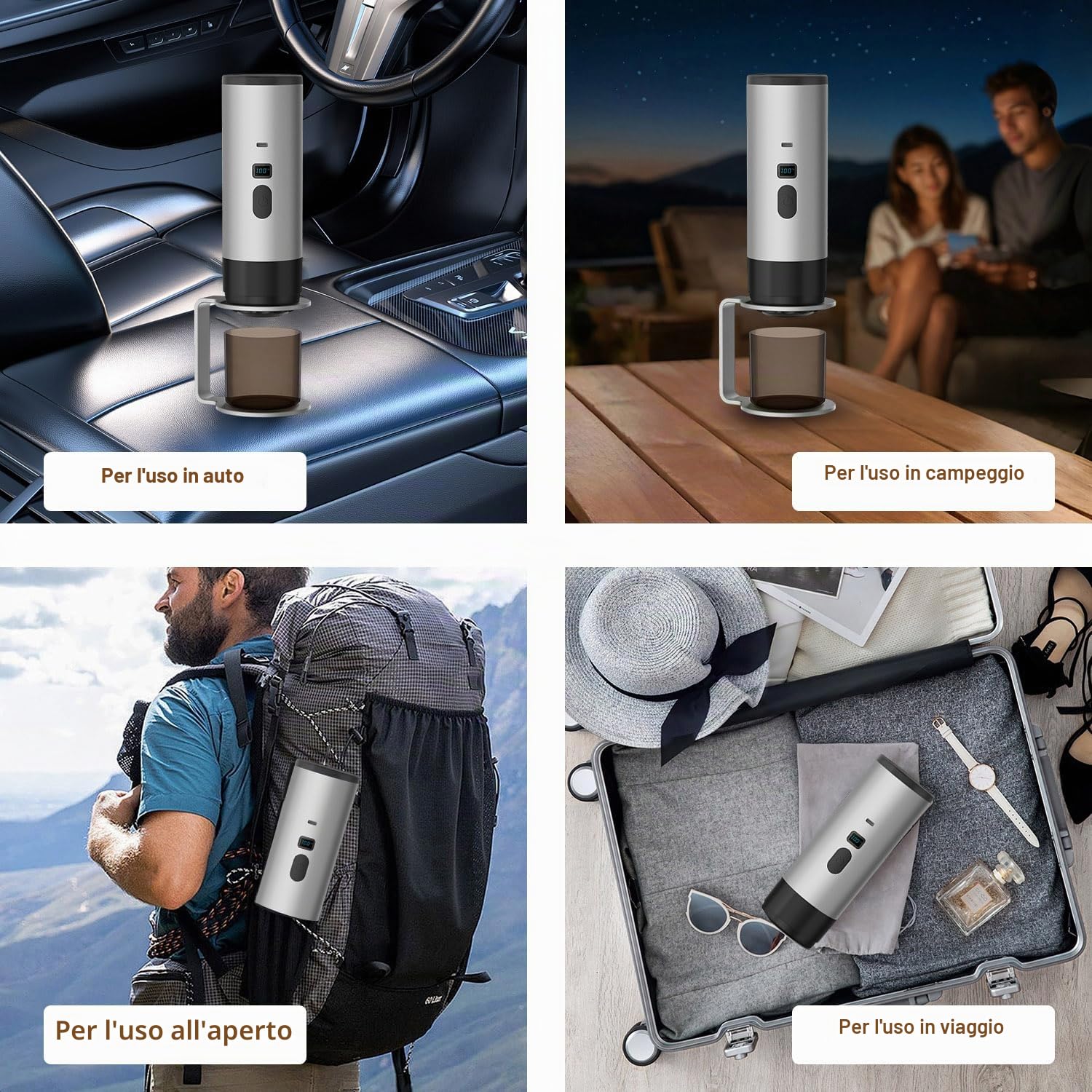 Macchina da caffè portatile 3 in 1 Mini macchina da caffè da viaggio, macchina espresso per auto con USB, compatibile con capsula e caffè in polvere, adatta per viaggi, campeggio e famiglie