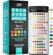 JNW Direct 15-in-1 Drinking Water Test Kit - 100 Strips - Quick & Easy Water Testing Strip for Lead, Alkaline, Chlorine, Hardness, Iron, Fluoride, Copper & More