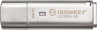 Ironkey Locker+ 50 64GB Encrypted USB Flash Drive | USB 3.2 Gen 1 | XTS-AES Protection & TAA Compliant | Multi-Password Security Options | Automatic Cloud Backup | Metal Casing | IKLP50/64GB