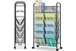 TOOLF 5 Tier Rolling Bookshelf: Optimal Shelving Solution for Home, Office, or Classroom