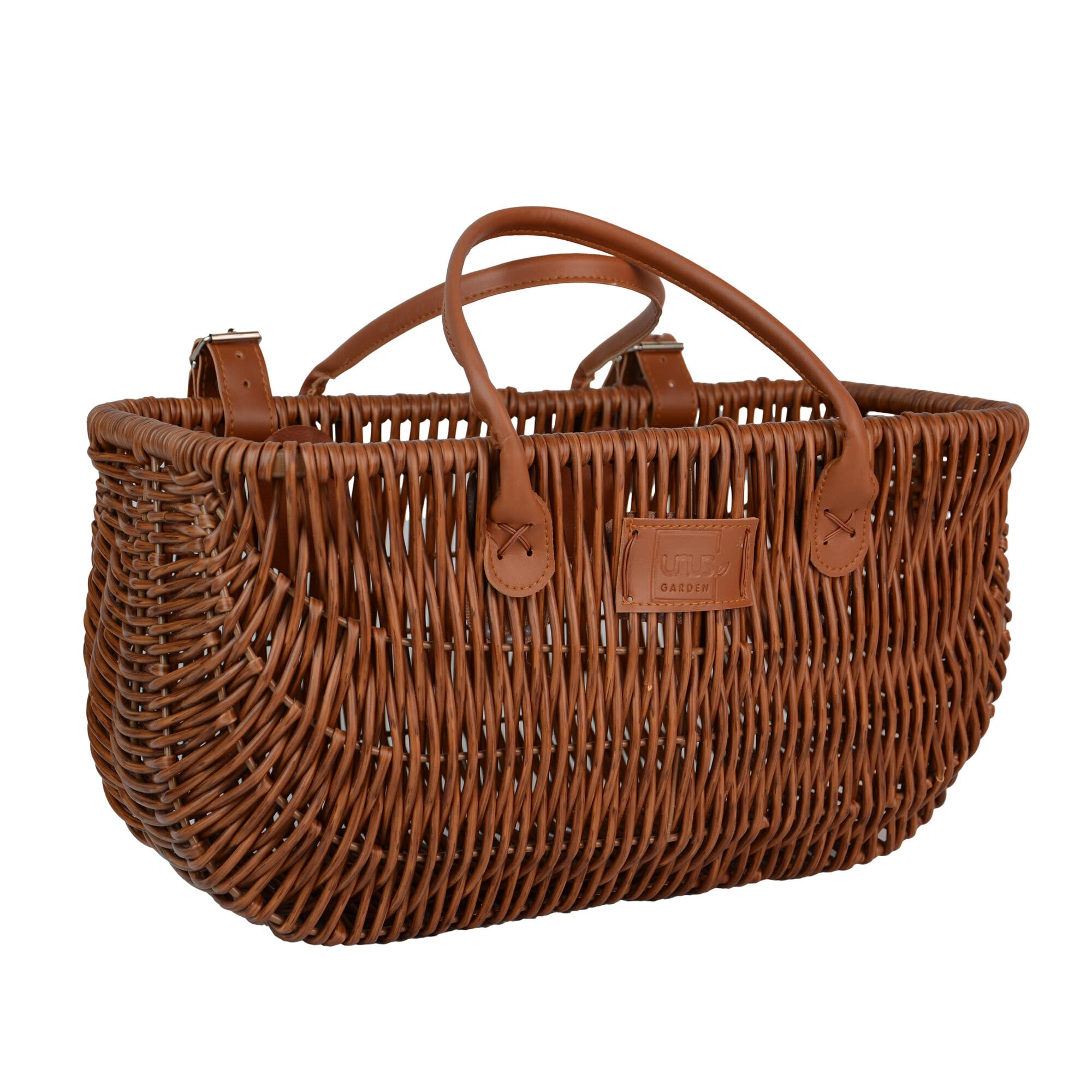 UNUS Cestino da bici in vimini, 22x40x21,5 cm, Resistente alle intemperie, Plastica, Attacco con cinghia per portapacchi o manubrio