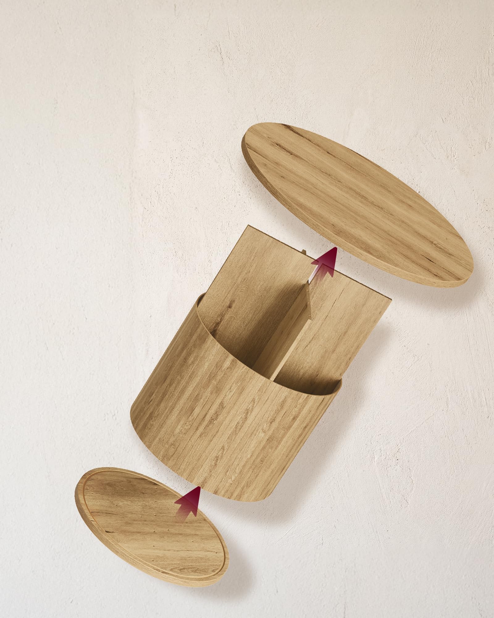 VASAGLE Okrągły Stolik Kawowy, z Cylindryczną Podstawą z Lameli | Stół do Salonu w Stylu Mid-Century, 80 x 80 x 45 cm, Piaskowy Brąz, Kolekcja MIRIANA LCT276K101