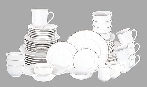Miniatura 2 de Juego de vajilla barroca de gres (blanco, juego de 56 piezas)