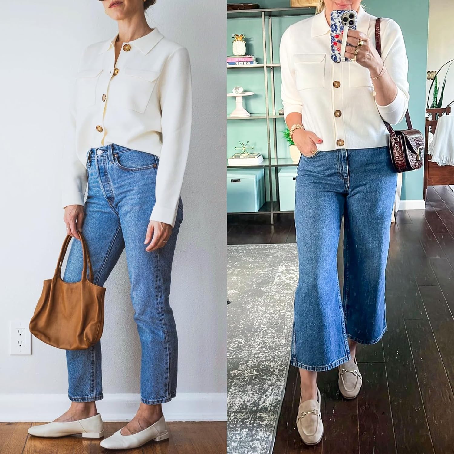 Shy Velvet Women 2026 Shackets Jacket Patch-Pocket Sweaters Merino Cardigan Open Front Button Down Cropped Jackets