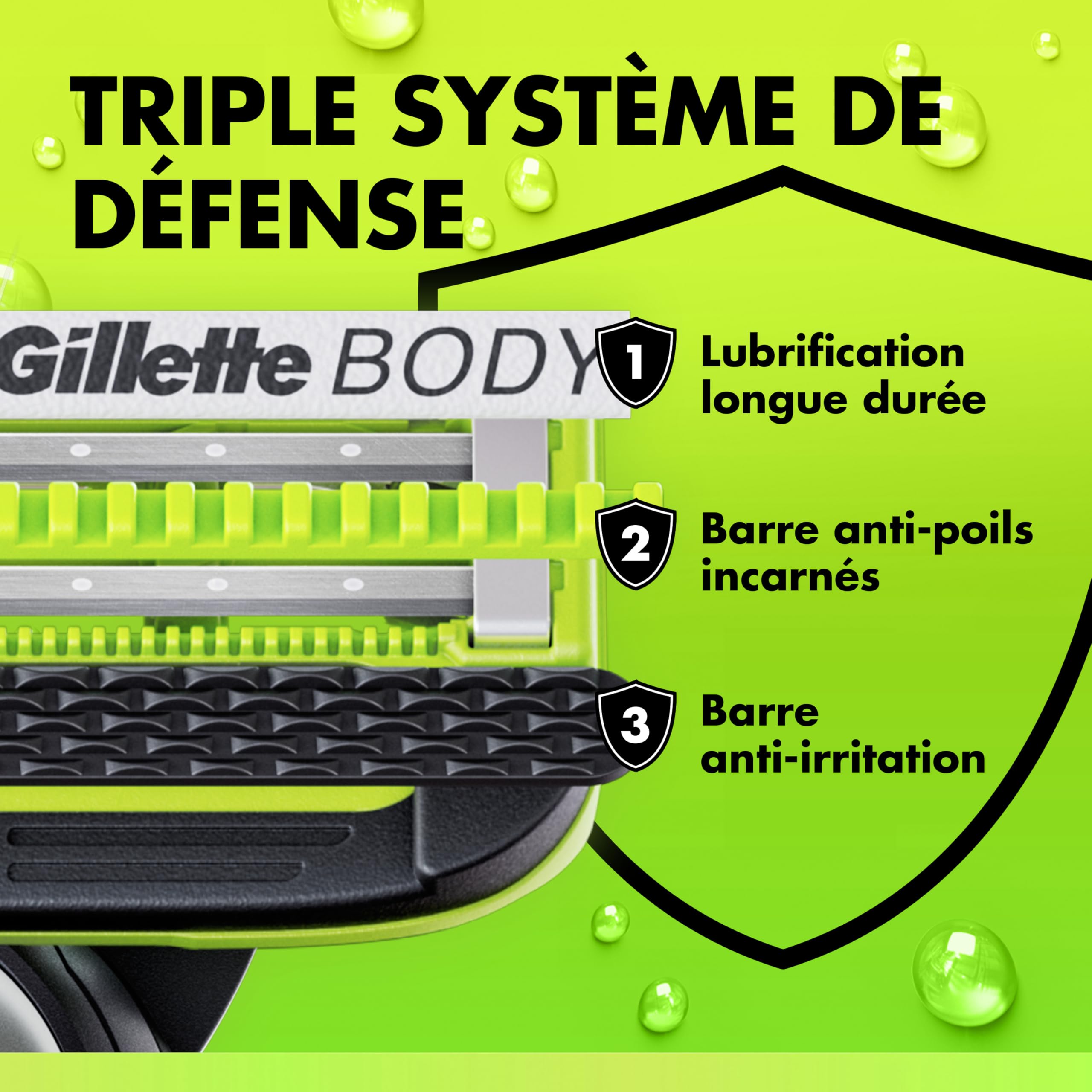 Gillette Labs Body + Intimate Lames de Rasoir Homme, Pack de 8 – Cartouches de Rasage pour la Zone Intime et le Corps, Tête à 2 Lames Très Espacées, Barre Anti-Poils Incarnés et Irritation
