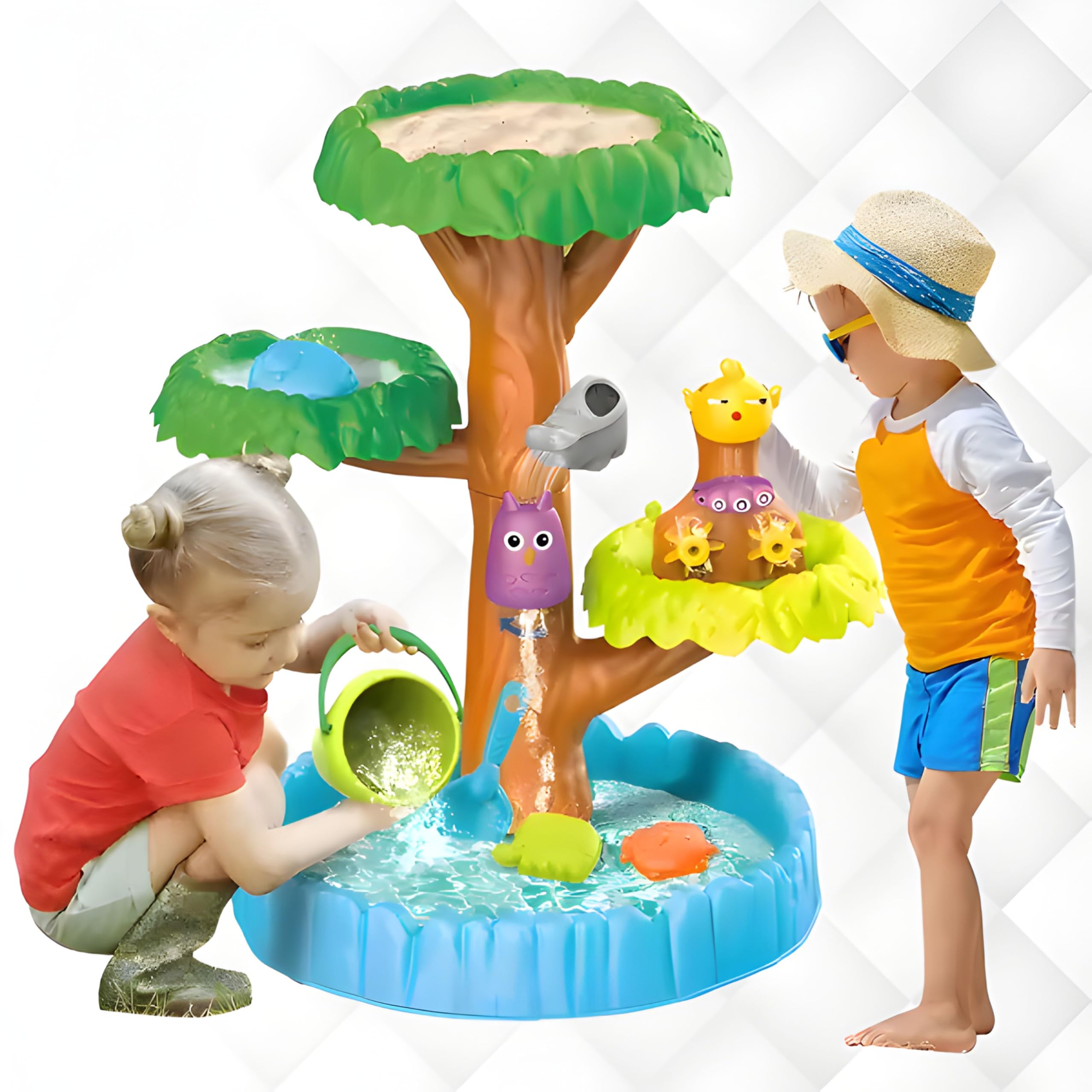 RLS Beach Tree Sand And Water Table Beach Play Activity Set Indoor Outdoor Summer Garden Toys Sand Pit Water table for Children Activity Set