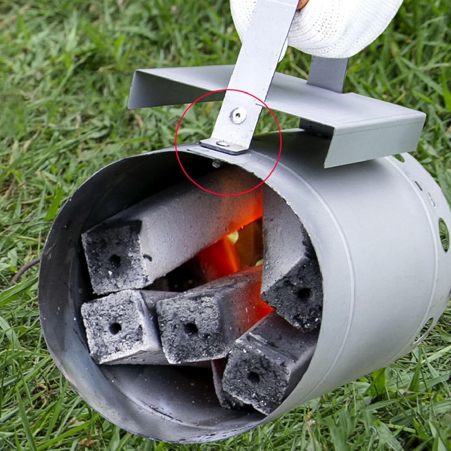 Respicefinem Grill Chimney Starter With Wood Handle Compact Barbecue Chimney Starter For Fast Charcoal Ignition Outdoor Cooking Camping Picnics