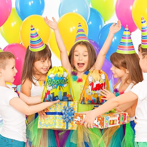 Miniatura 4 de Honoson 24 bolsas de regalo de fiesta de héroes, bolsas de regalo con cordón para Navidad, cumpleaños, boda, baby shower, aula, premios, suministros