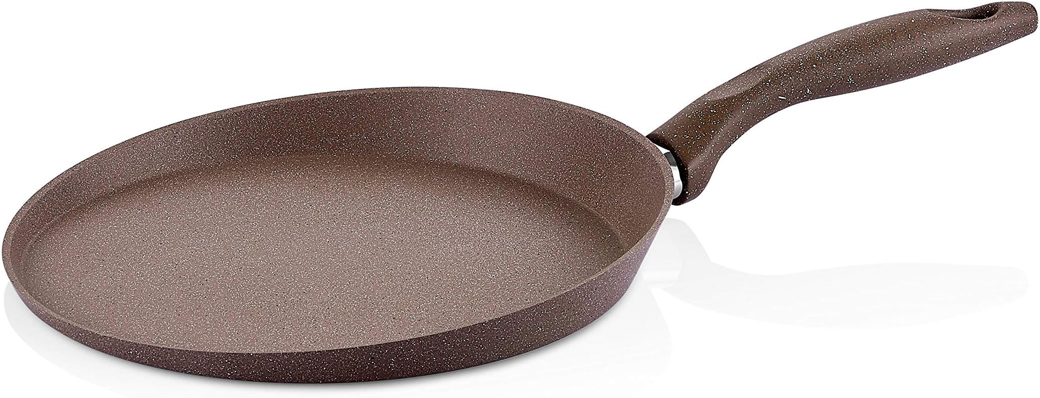 Granite Crepe Pan Non-Stick Scratch-Resistant Forged Aluminum w/ QuanTanium Coating | Even Heating Cooking Dishware (11-Inch)