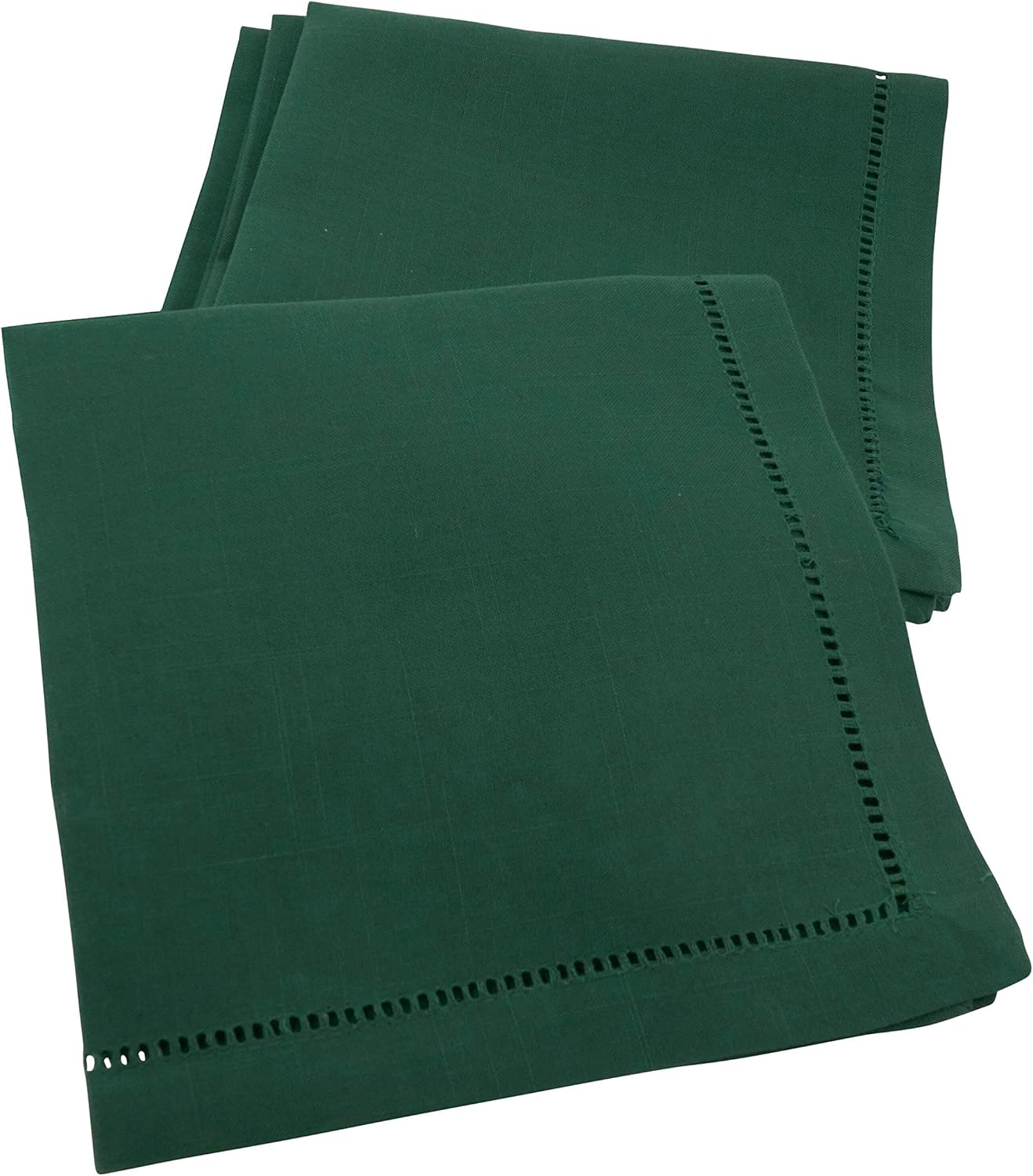 Fennco Styles Rochester Collection Classic Hemstitched Border 16 x 90 Inch Solid Color Table Runner - Jasper Green Table Runner for Dining Table, Banquets, Wedding Décor and Home Everyday Use