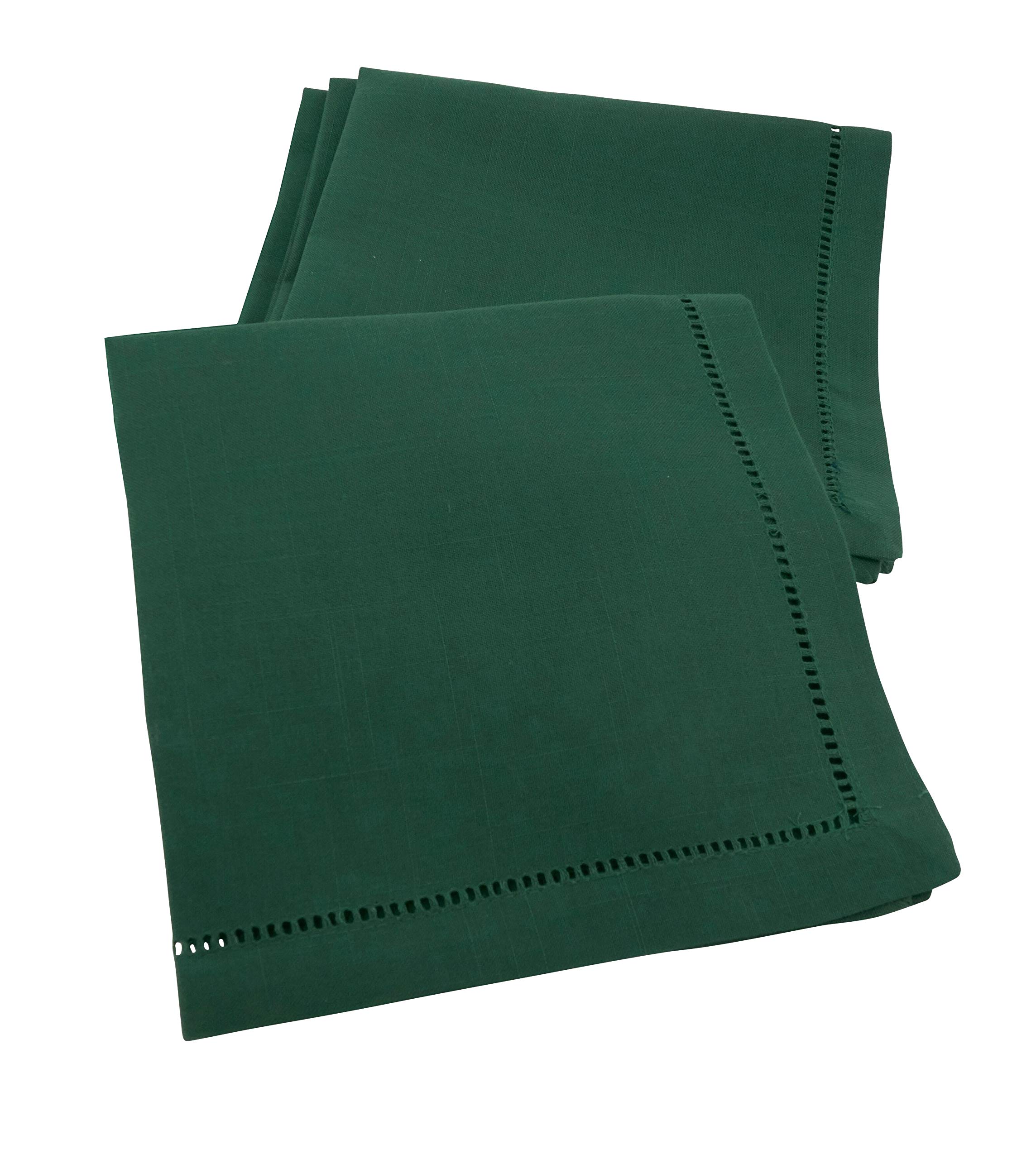 Fennco Styles Rochester Collection Classic Hemstitched 22 x 22 Inch Cloth Napkins, Set of 4 - Jasper Green Dinner Napkins for Banquets, Wedding Décor, Special Events and Home Everyday Use