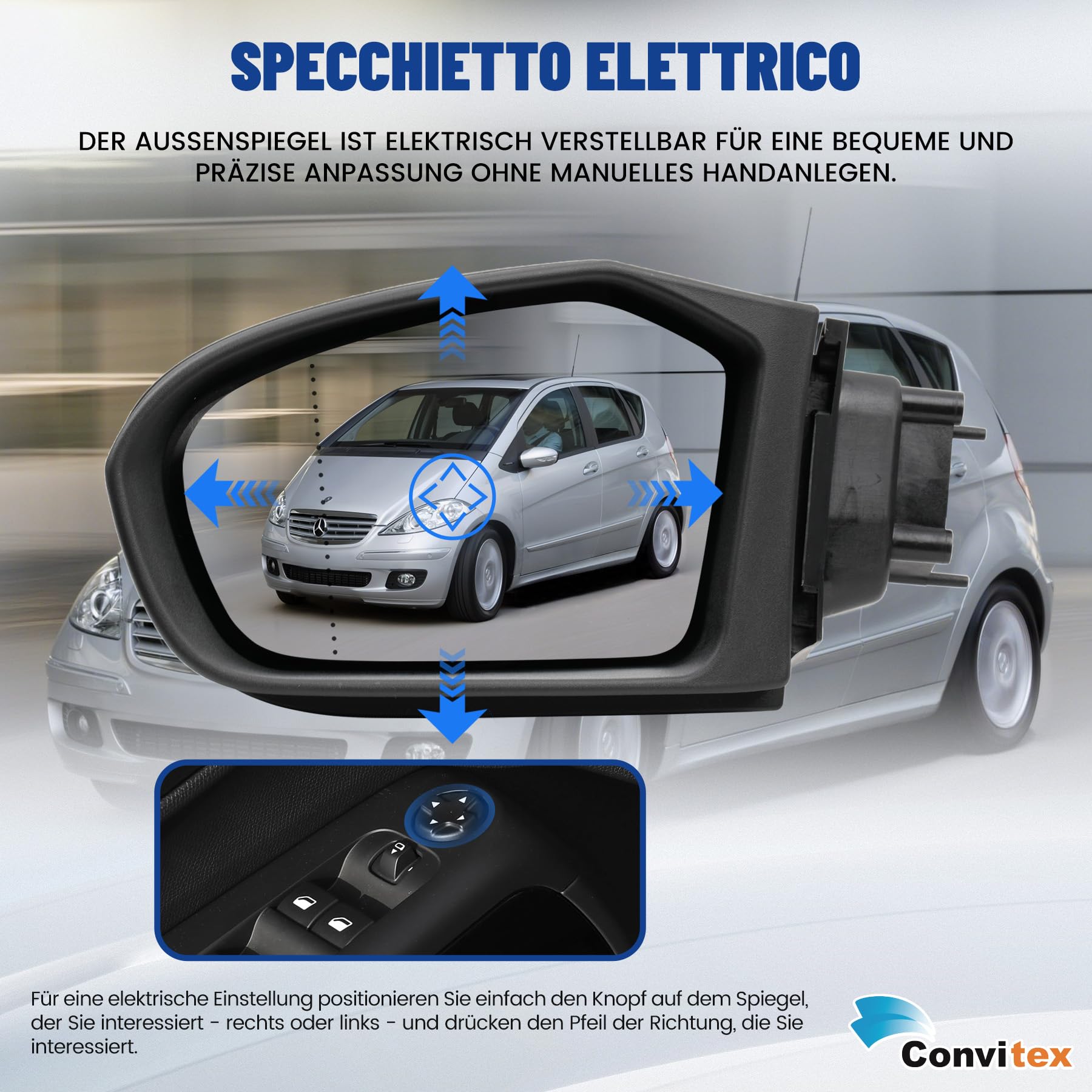 Specchietto Retrovisore Esterno per MERCEDES Classe A W169 2004-2008, per mb Classe B W245 2005-2008 Sinistro Sx