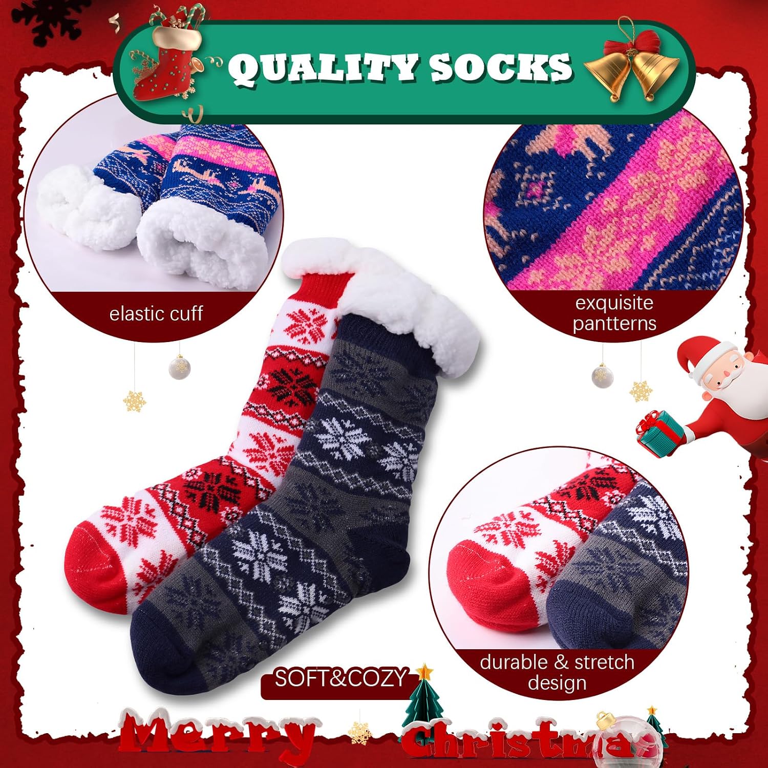 Liitrsh 12 Pairs Christmas Fuzzy Socks Winter Cozy Slipper Socks Non Slip Winter Warm Soft Fluffy Socks for Women Men Holiday Xmas Birthday Gift,12 Styles