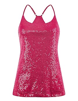 【Gajess】Glitter Camisole PrettyGuide Women's Sleeveless Sparkle Shimmer Camisole Vest