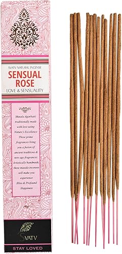 Miniatura 4 de SVATV Varilla de incienso de rosa sumergida a mano con paquete de 12 inciensos para meditación, yoga, espiritual, aromaterapia, limpieza energética