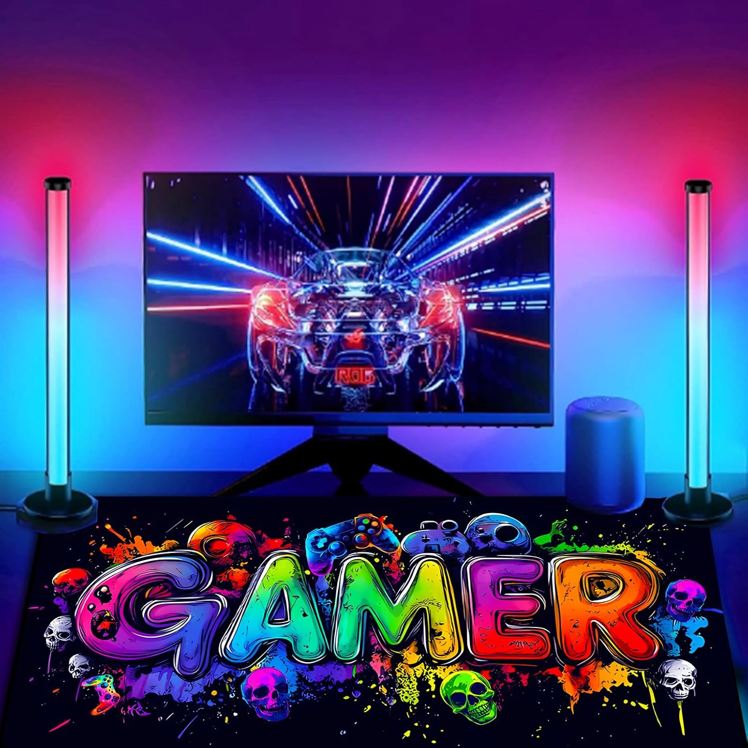 Gamer Blacklight Mouse Pad – UV Reactive Neon Gaming Desk Mat with Skull Design, Waterproof Extended Large Mousepad with Non-Slip Rubber Base for Computer Keyboard – 31.5" x 11.8" 5 81eFXFcYIML. AC SL1500