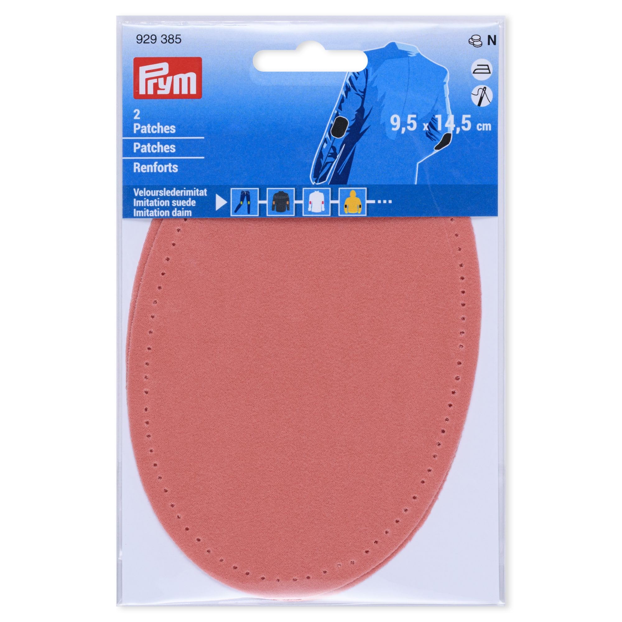 Prym 929385 Iron-On Faux Suede Patches 9.5 x 14.5 cm Pink