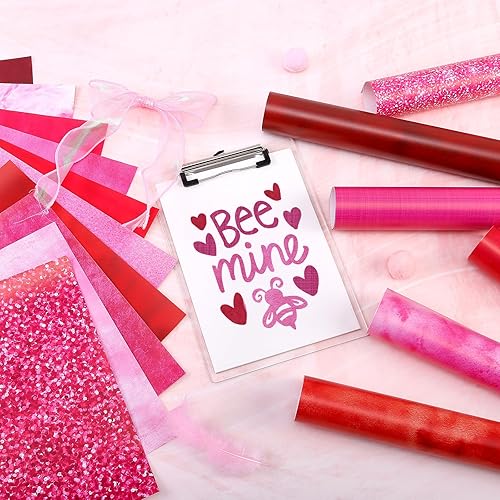 Miniatura 6 de Vinilo permanente rosa fucsia, 16 hojas de 12 x 10 pulgadas, textura rosa y roja, vinilo adhesivo permanente para tazas, tonos rosas, vinilo