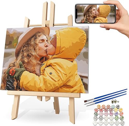 Dipopizt Kit personalizado de pintura por números para adultos principiantes, pintura acrílica al óleo personalizada por números, lienzo, obras de