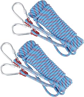SINJEUN 2 Cuerdas de Nylon de Alta Resistencia 8mm x 10m, Azul, Completo con 2 Mosquetones para Senderismo y Actividades al Aire Libre