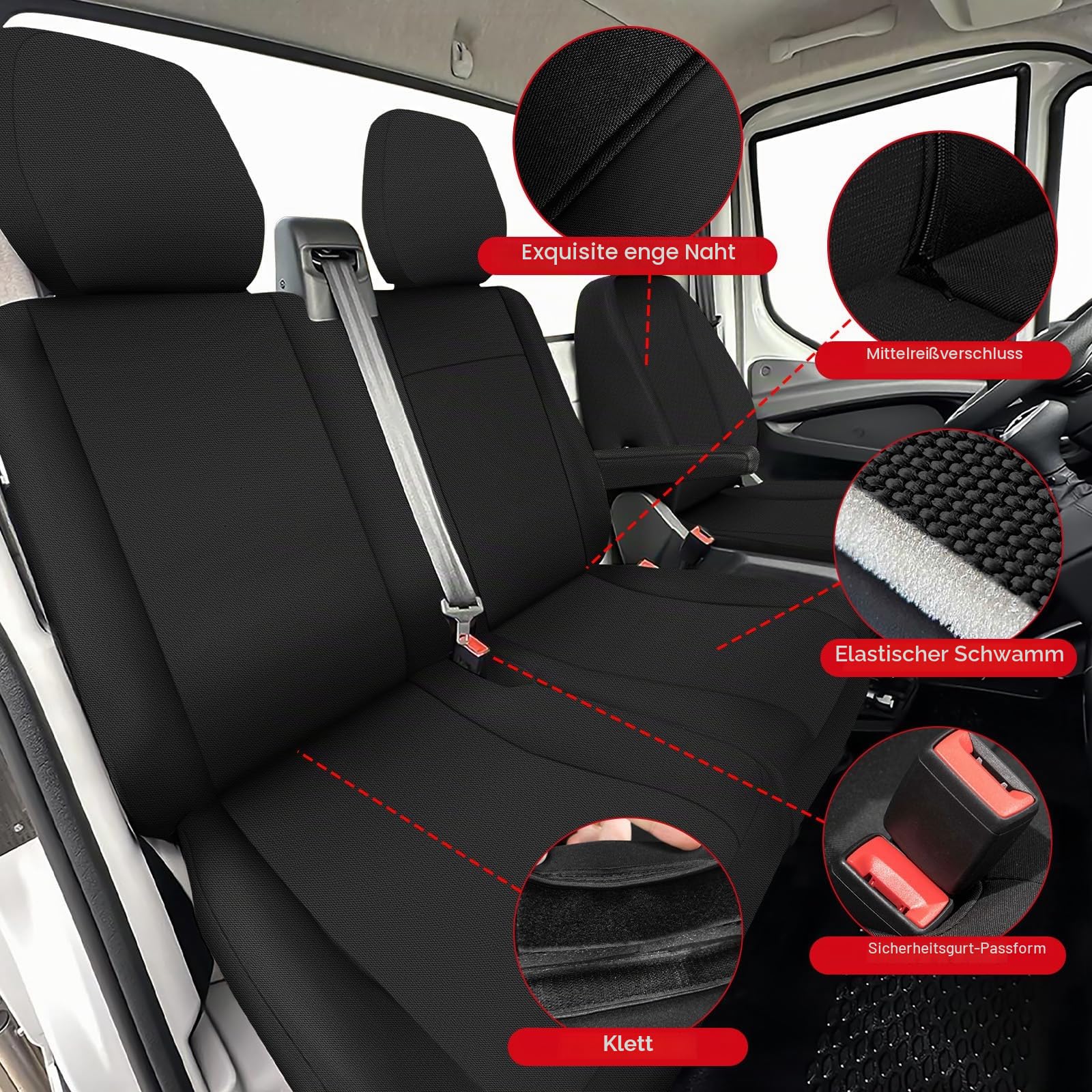 Sitzbezüge Auto für Iveco Daily VI 2014-2025 -2+1- Erste Reihe