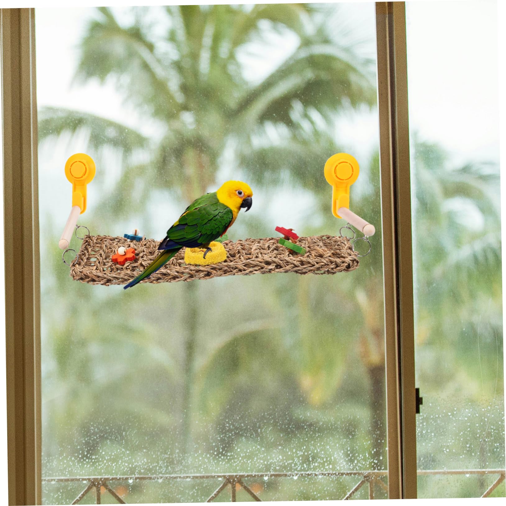 Vogelspielzeug Für Papageien Und Nymphensittiche Woven Hammock Kletterseil Und Kletterleiter Aus Robustem Gras Für Aktives Spielen Und Klettern Im Vogelkäfig