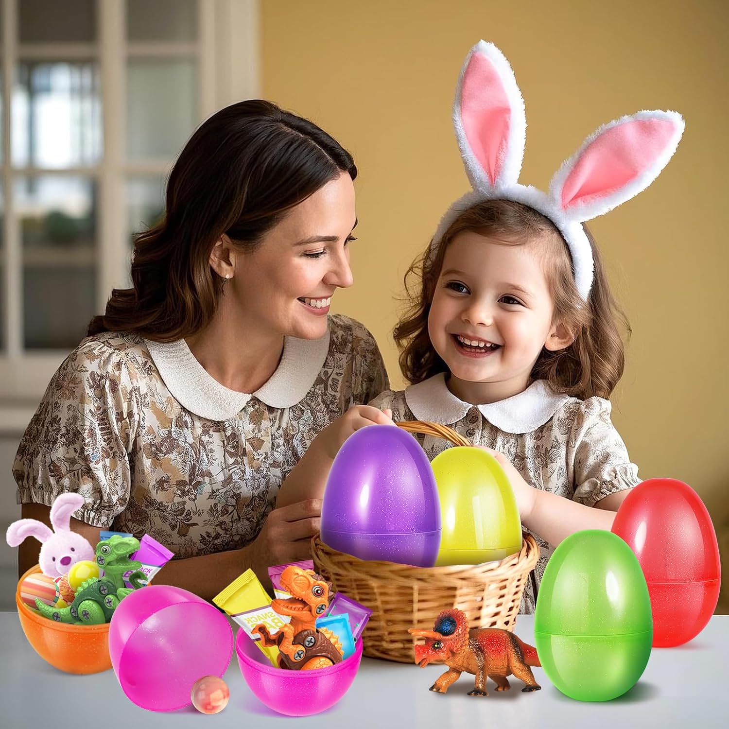 AuroTops 8 Pcs Jumbo Easter Eggs,10 Inch Easter Eggs, Plastic Fillable Easter Egg, Empty Big Easter Egg for Easter Basket Stuffers Easter Decoration, Easter Hunt Party Favors
