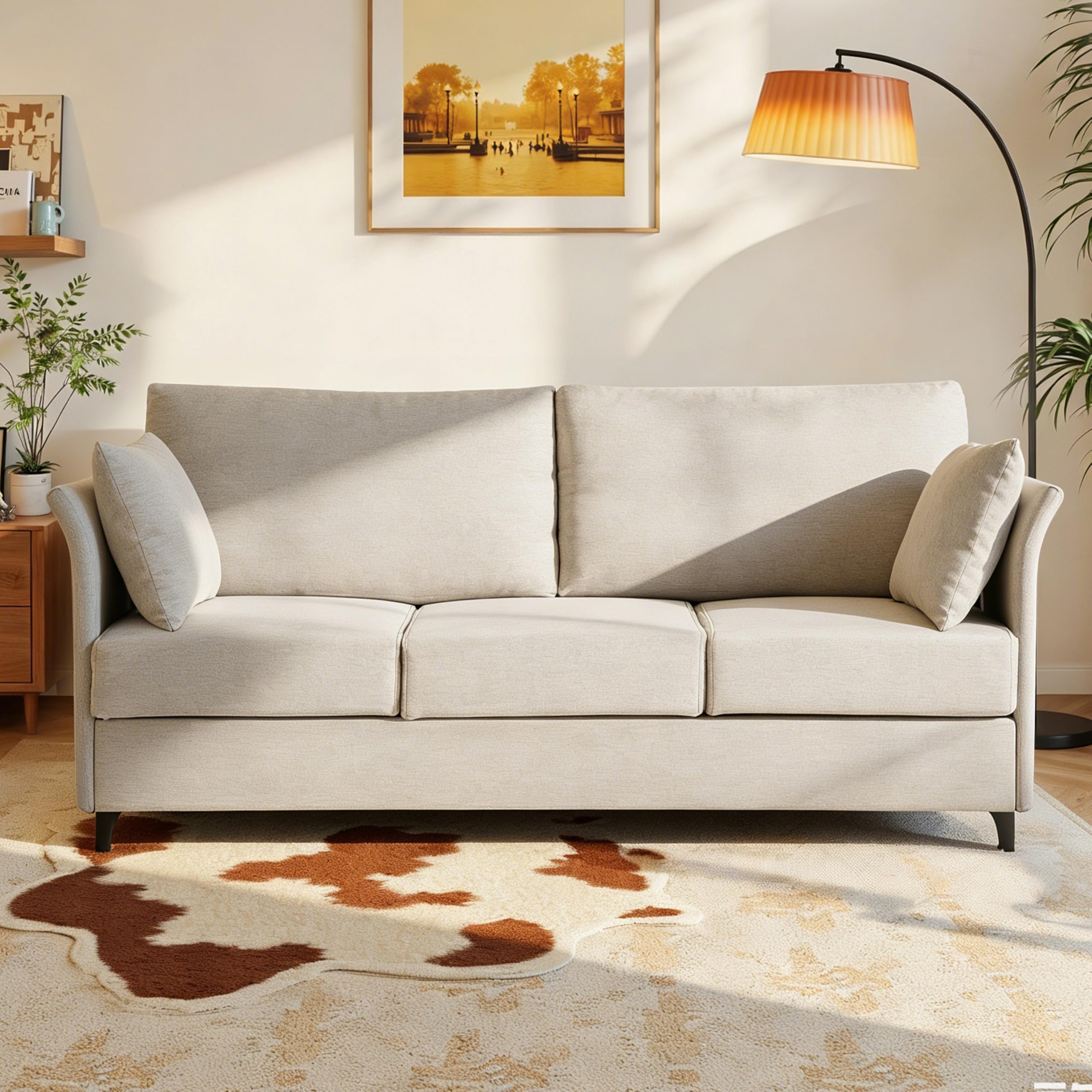 Photo 1 of *** USED/UNKNOWN MISSING PARTS OR HARDWARE***FAVSH 65" Mid Century Modern Loveseat Sofa, Upholstered Linen 3-Seater Couch