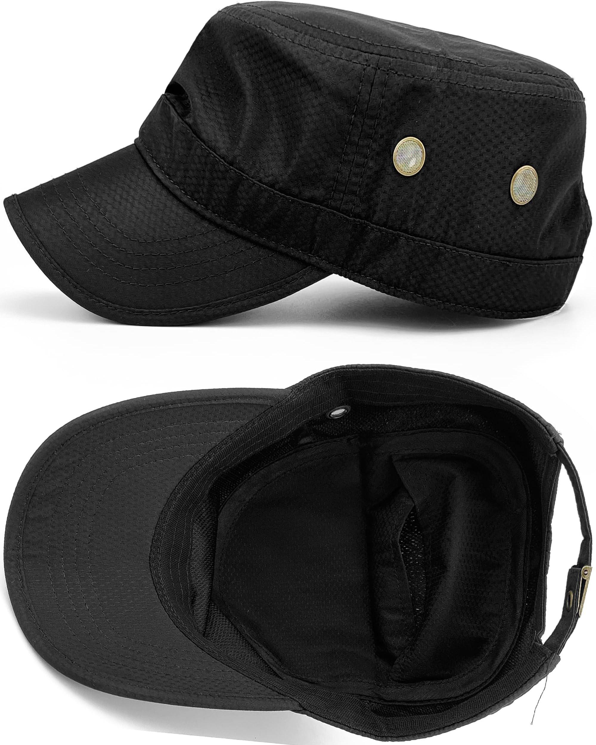 Inner Pocket Cadet Caps for Women Breathable Army Military Hats for Men Quick Dry Flat Top Dad Cap