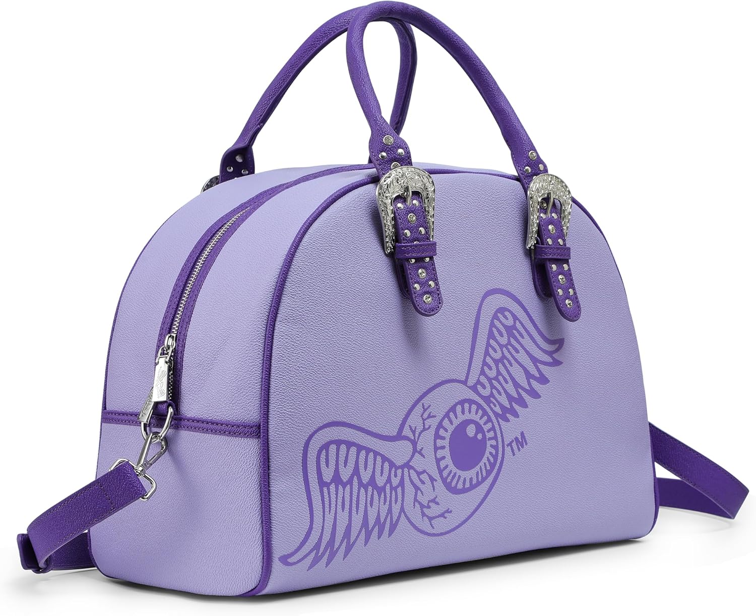 Von Dutch Duffle Bag – Stylish Duffle Bags with Adjustable Strap, Spacious Interior, and Iconic Logo Design (Purple & Lavender)