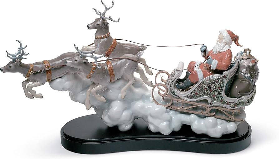 Amazon.com: LLADRÓ Santa's Midnight Ride Sleigh Figurine. Limited