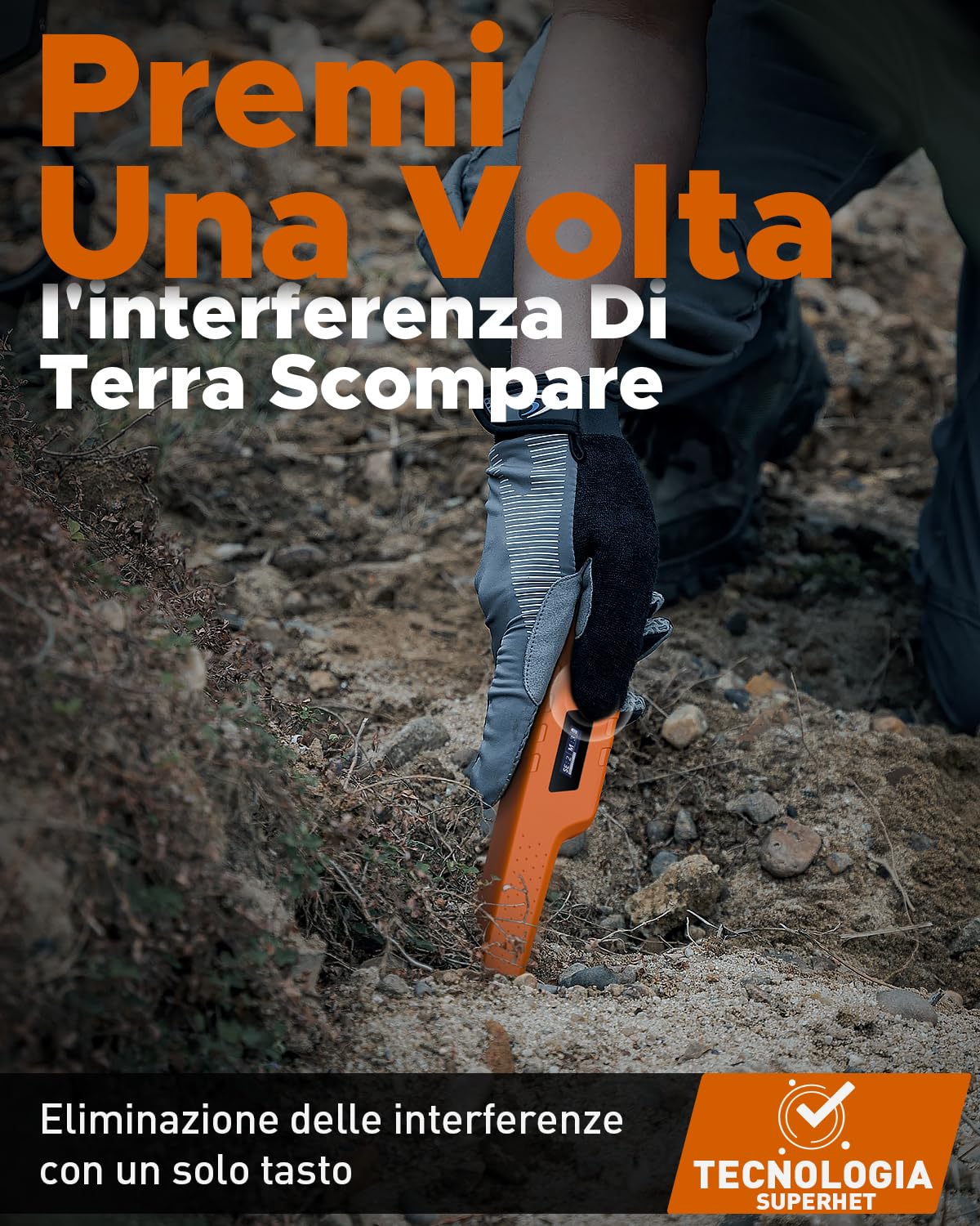 Pinpointer Metal Detector, Impermeabile IP68 Ricaricabile Metal Detector Professionali, Portatile Eliminazione Disturbi 1-Touch e LCD Display, 9 Livelli Sensibilità e 3 Modalità Audio/Vibrazione