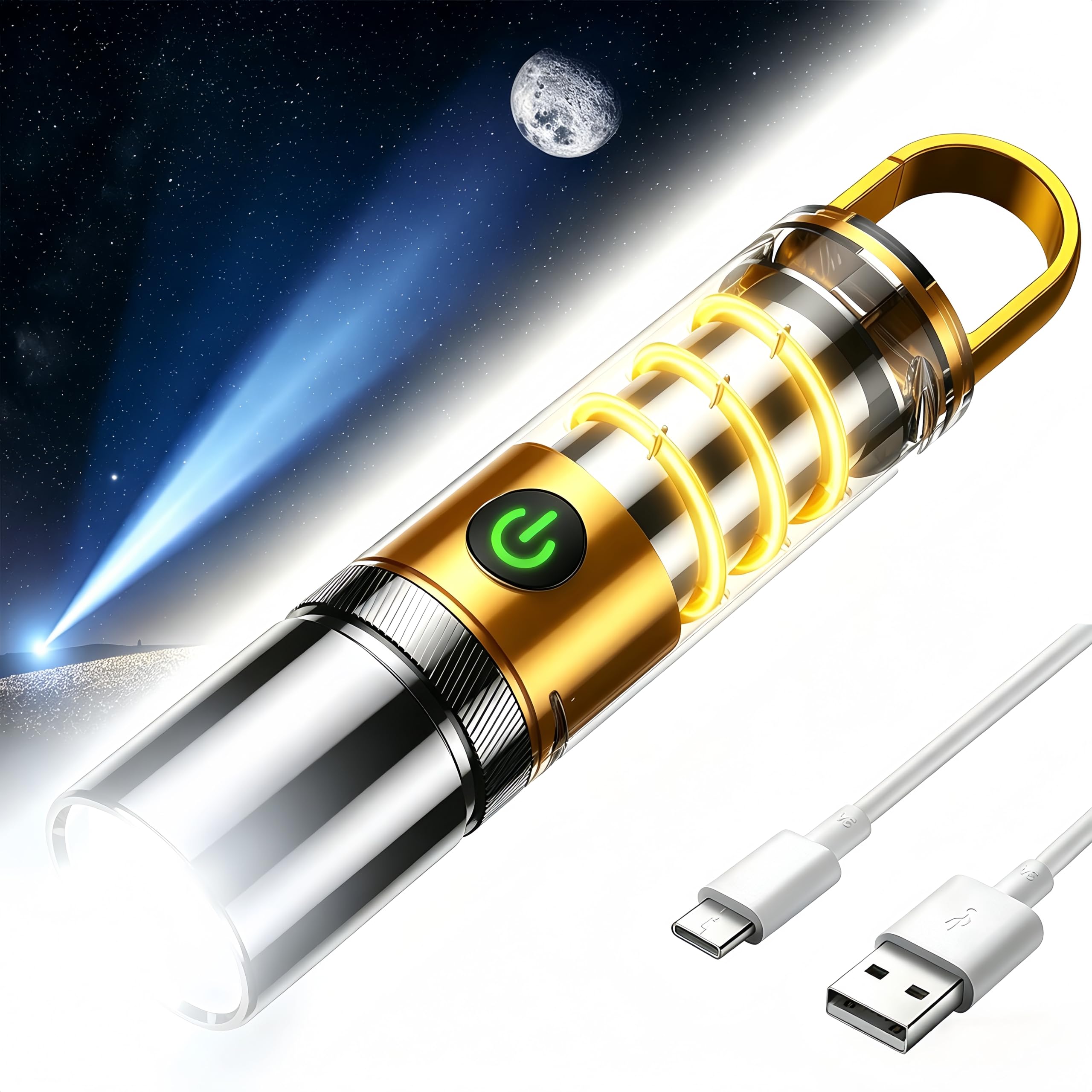 Aijolenly Rechargeable Flashlights High Lumens，Super Bright High Lumens Led Flashlights，6 Modes Zoomable Linternas，Small Flashlights Powerful，Suitable