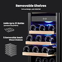 Vista 2 de Yeego Refrigerador de Vino - Refrigerador de Vino de Doble Zona de 15 Pulgadas con Capacidad para 28 Botellas, 40-65°F Refrigerador de Vino
