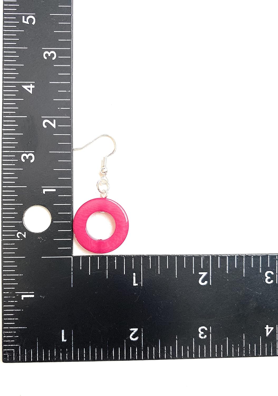 Tagua earrings in fuchsia Tag215, loop organic earrings, tagua nut jewelry - Image 3