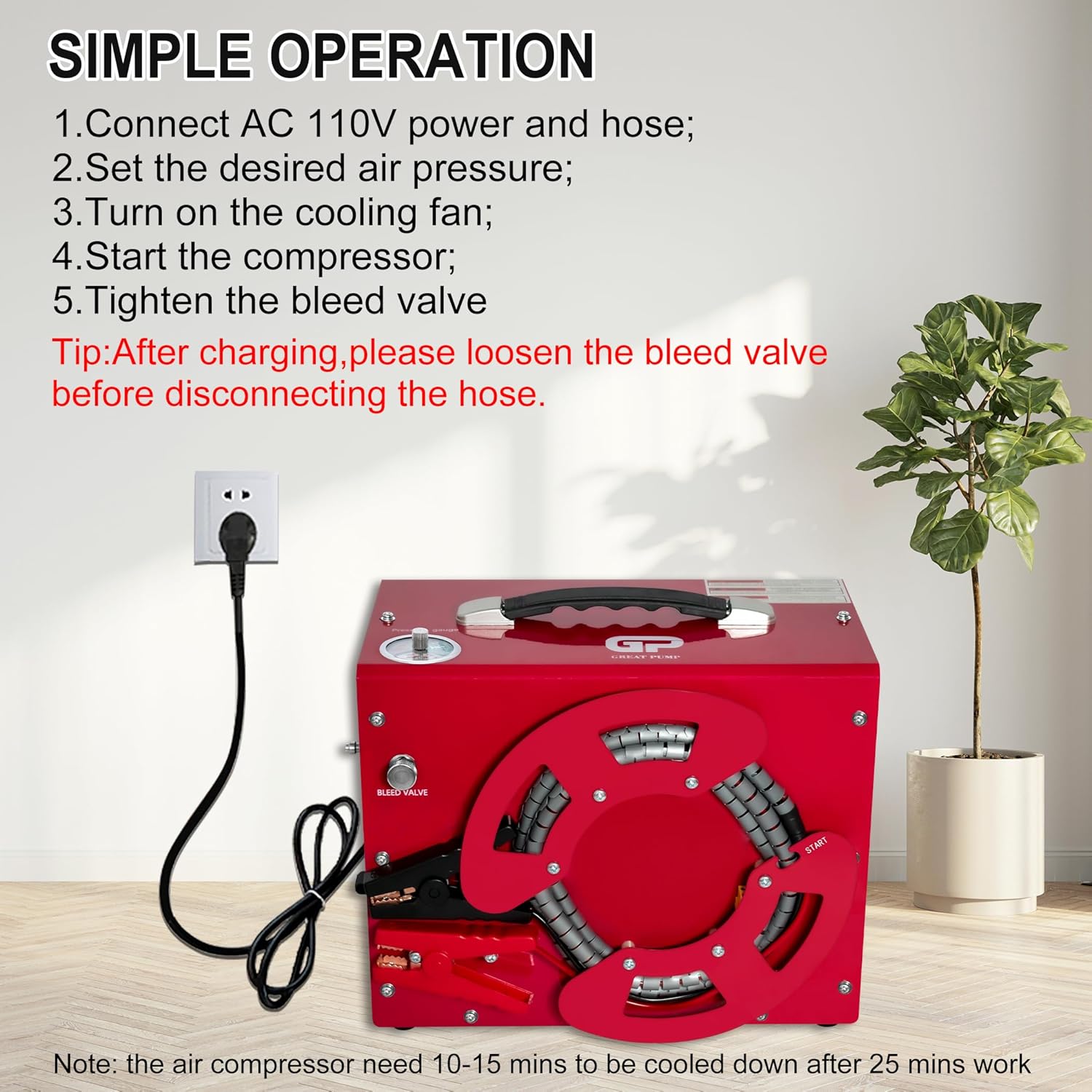 TUXING TXES062 PCP Air Compressor simple operation steps