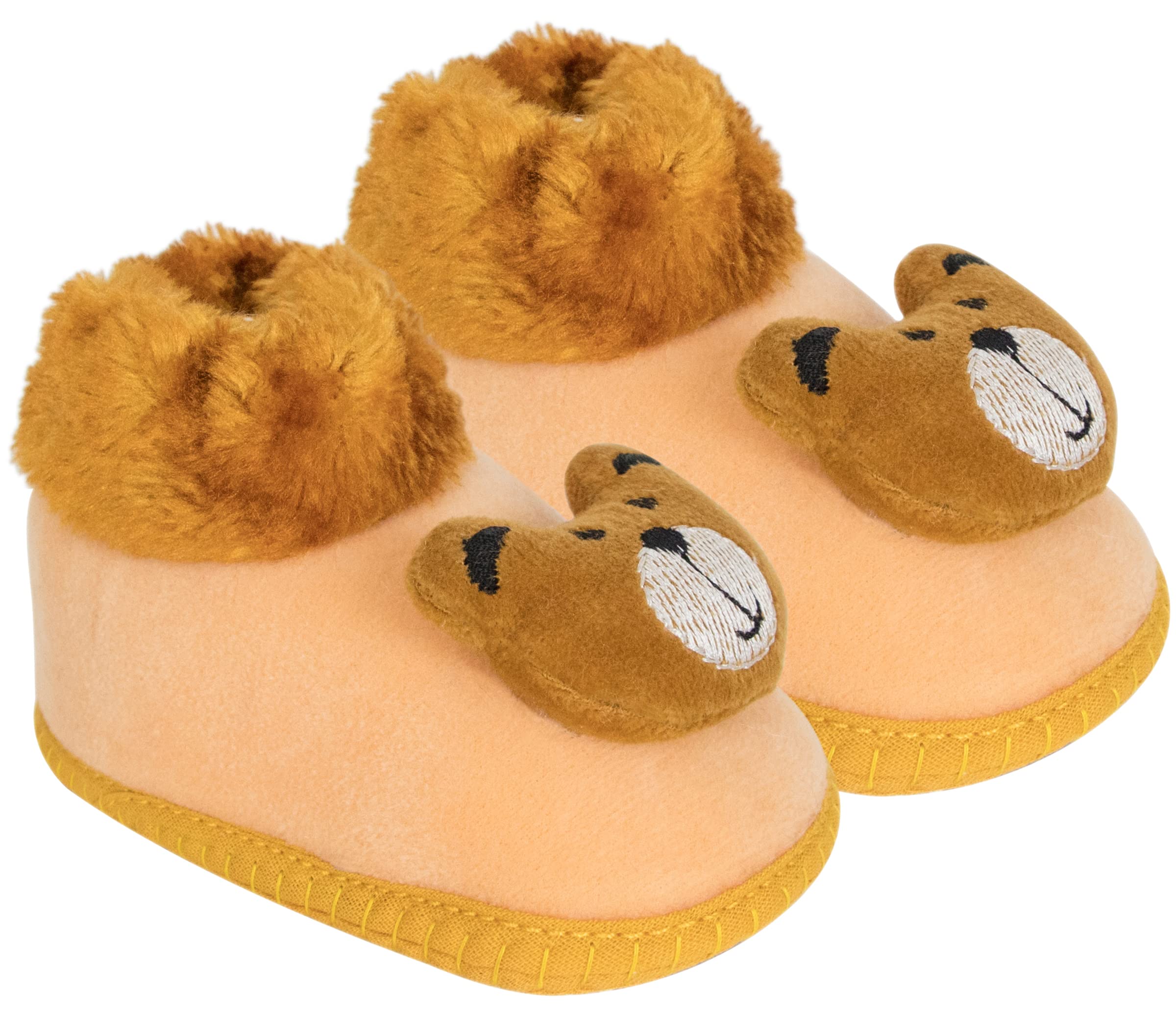neska moda 6 To 12 Months Baby Boys & Girls Velvet Slip On Teddy Face Baby Booties-picture-21