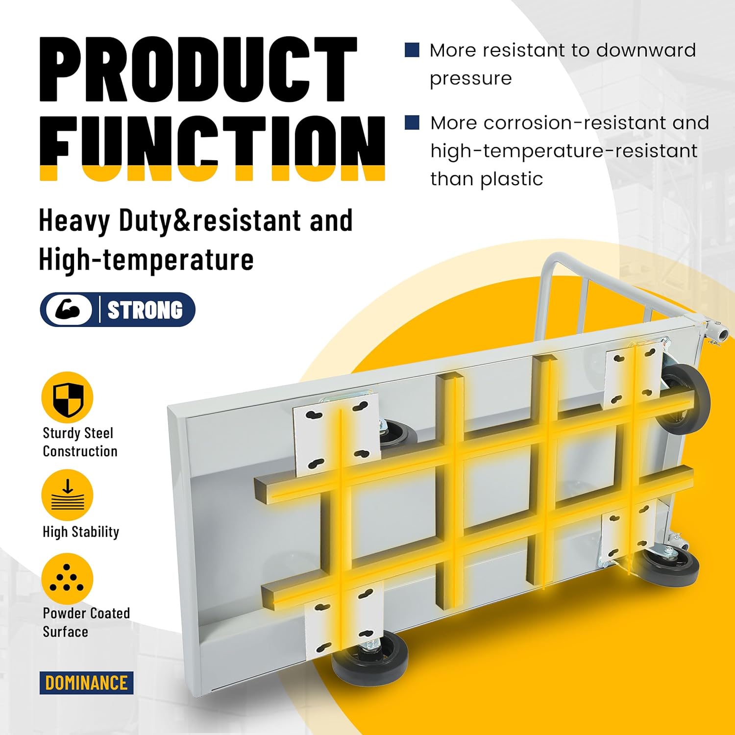 KUAFU Platform Truck Flat Push Cart, 2500LBS Weight Capacity, Dolly Heavy Duty Hand Trucks with 360 Degree Swivel Rubber Wheels, 24x48 Large Size Cart